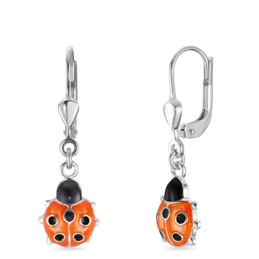 Drop Earrings Silver Lacquered Ladybird