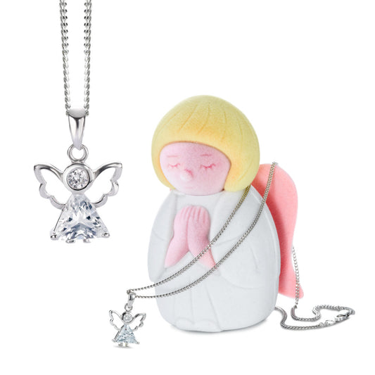 Set Silver Zirconia Rhodium plated Angel 38 cm