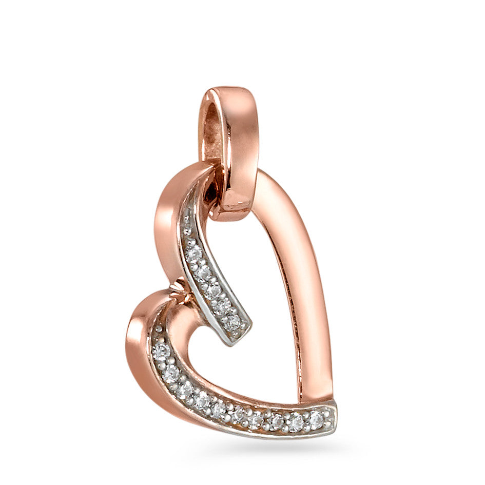 Pendant 9k Rose Gold Zirconia 15 Stones Heart Ø12 mm