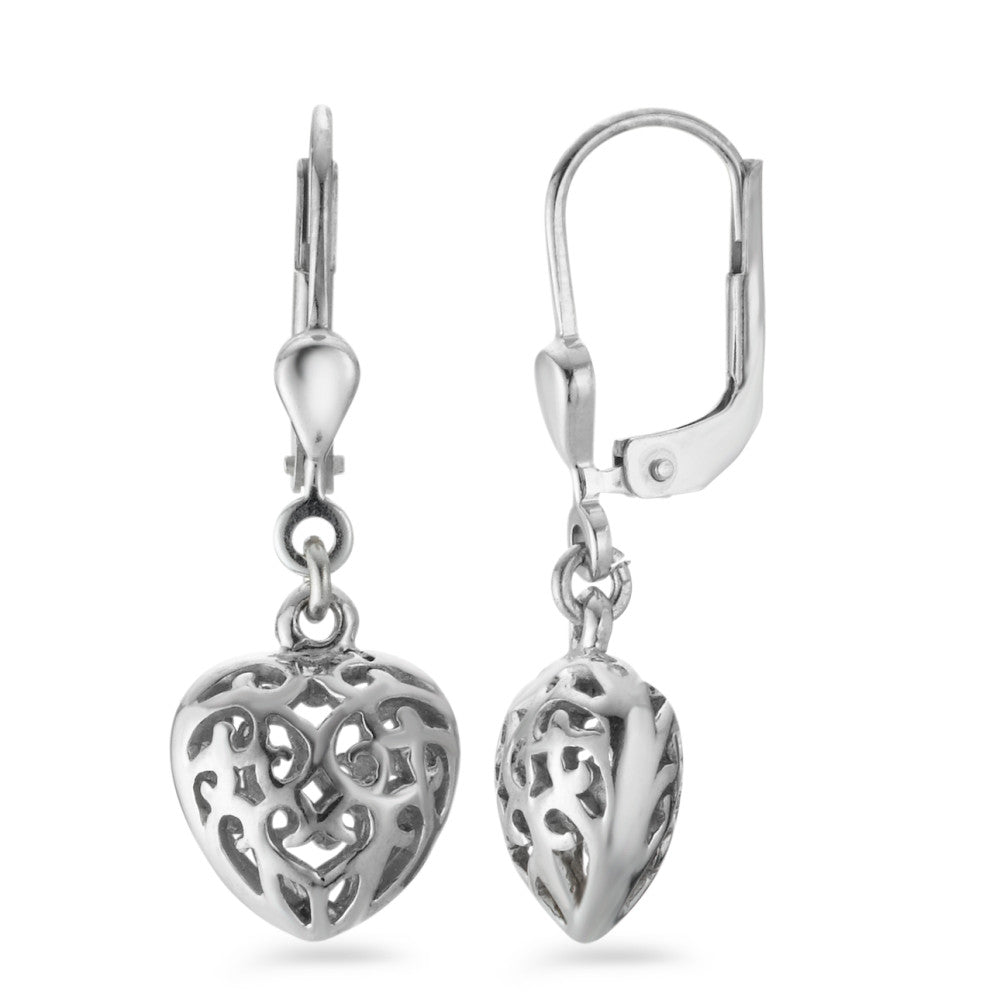 Drop Earrings Silver Rhodium plated Heart