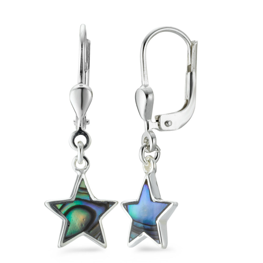 Drop Earrings Silver Abalone Star