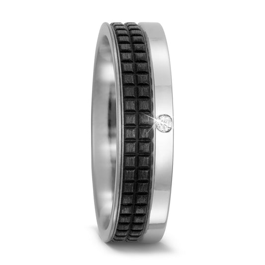 Wedding Ring Titanium, Carbon Diamond 0.02 ct, w-si