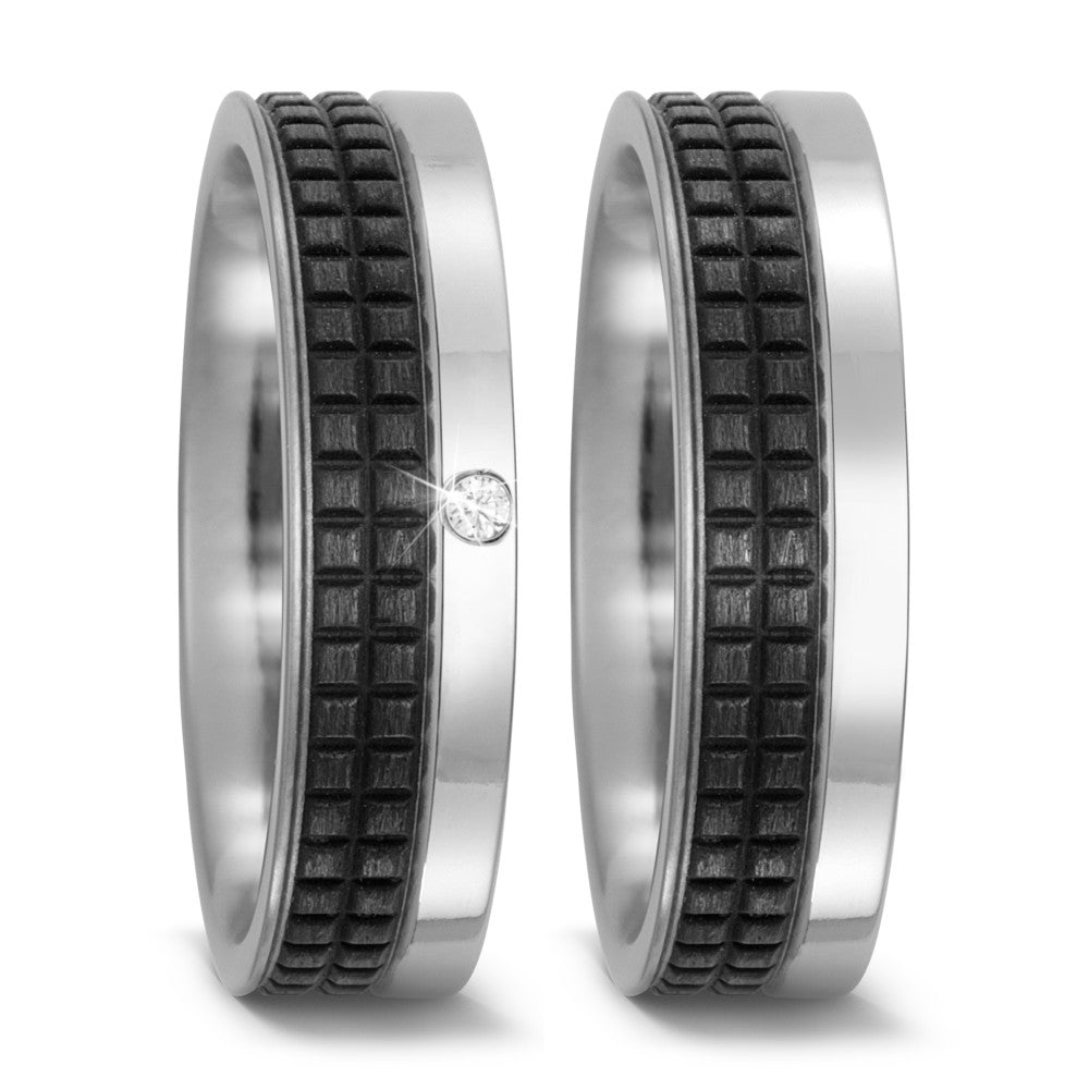 Wedding Ring Titanium, Carbon Diamond 0.02 ct, w-si