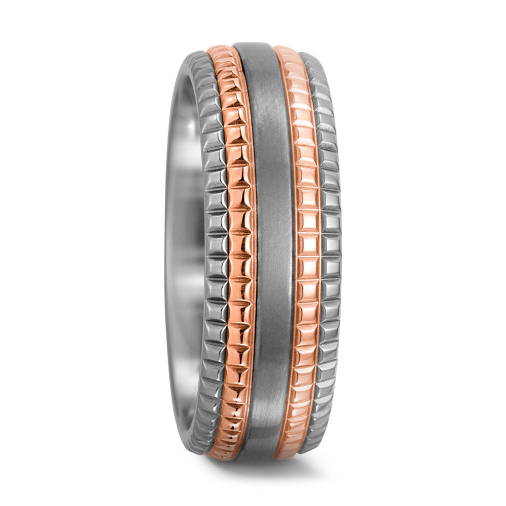 Wedding Ring Titanium, 18k Red Gold