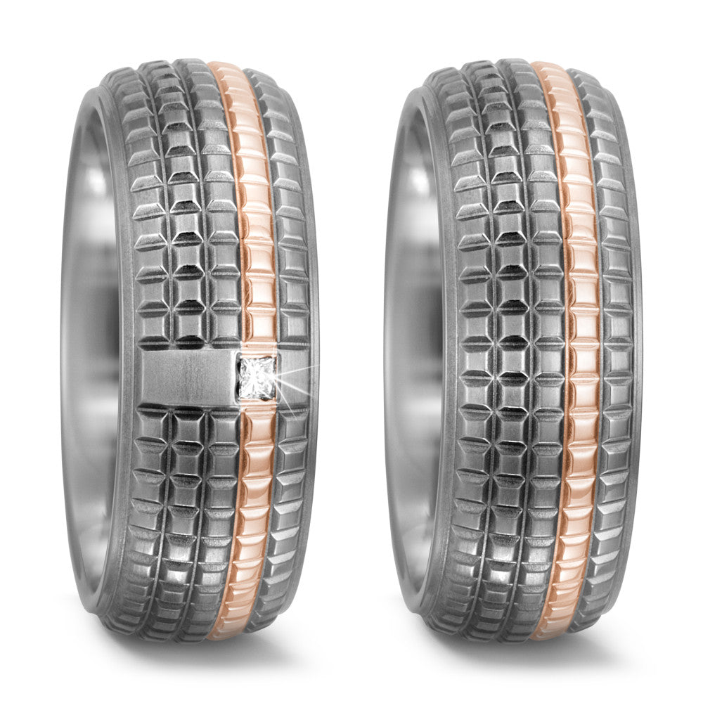 Wedding Ring Titanium, 18k Red Gold