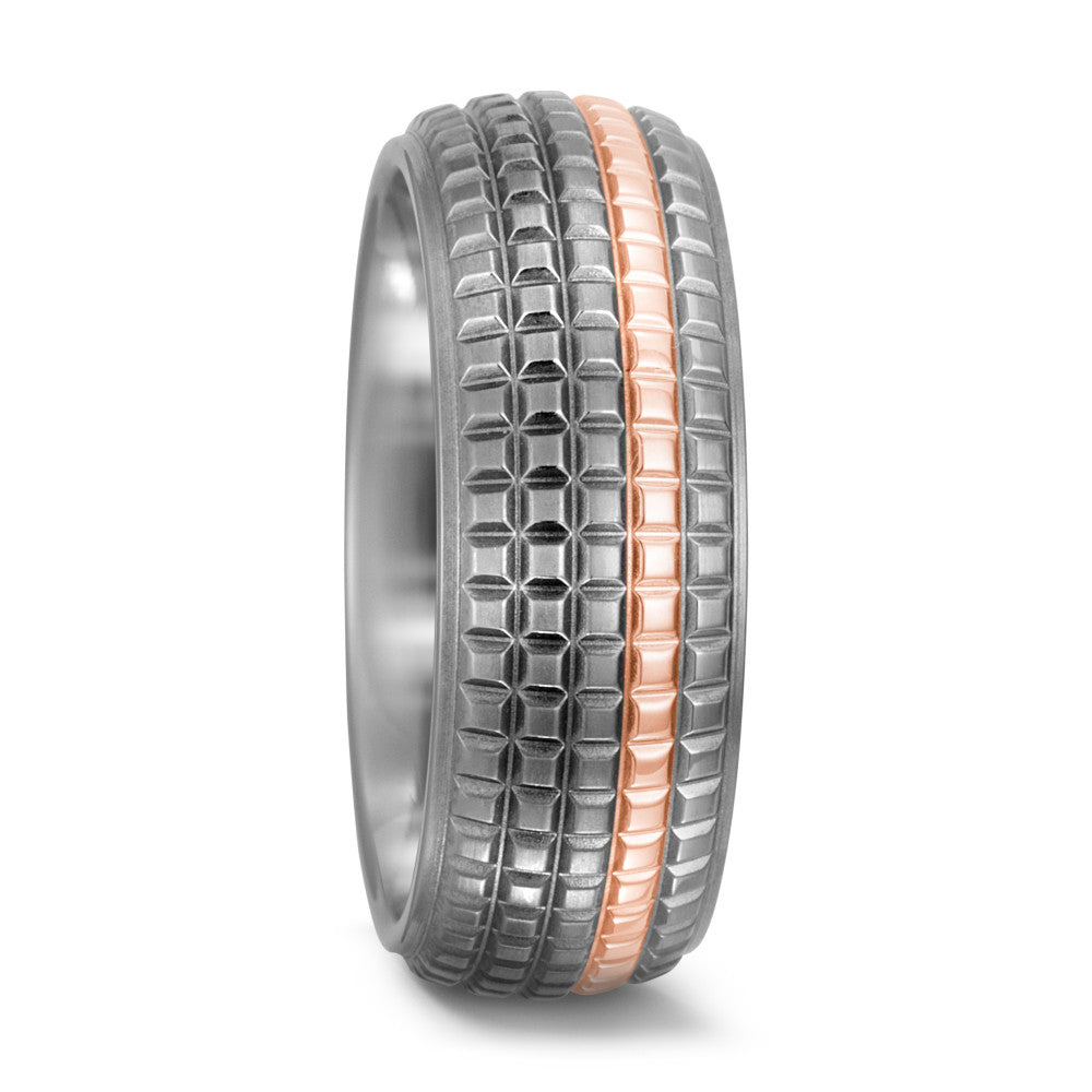 Wedding Ring Titanium, 18k Red Gold