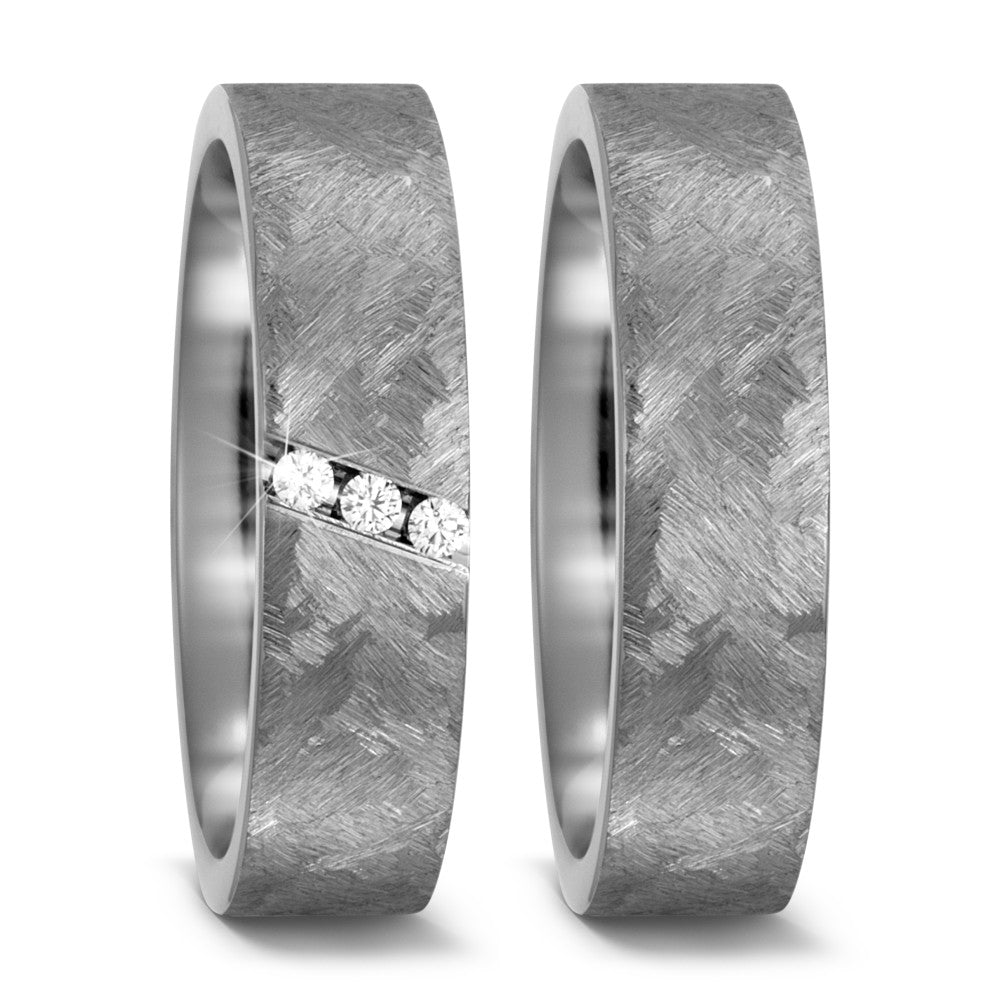 Wedding Ring Titanium Diamond 0.06 ct, 3 Stones, w-si