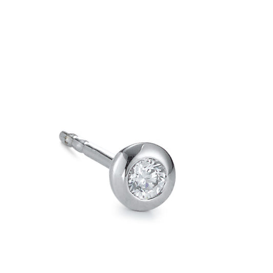 Single stud earring 9k White Gold Zirconia Ø4 mm