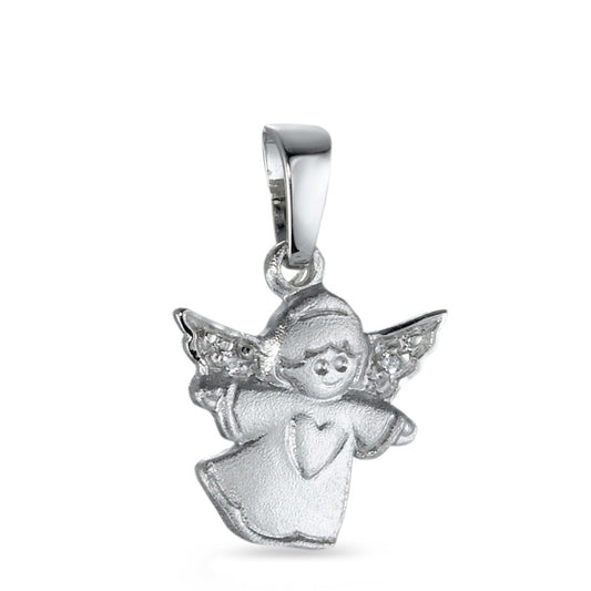 Pendant Silver Zirconia 2 Stones Rhodium plated Guardian Angel