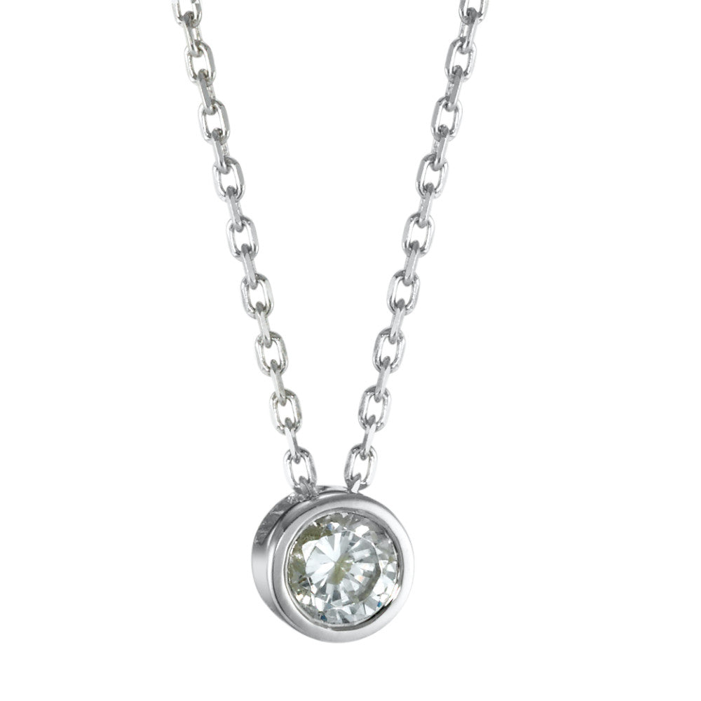 Necklace with pendant Silver Zirconia Rhodium plated 38-40 cm Ø7 mm