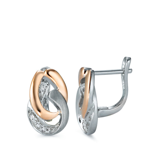 Drop Earrings Silver Zirconia 12 Stones Rose Gold plated