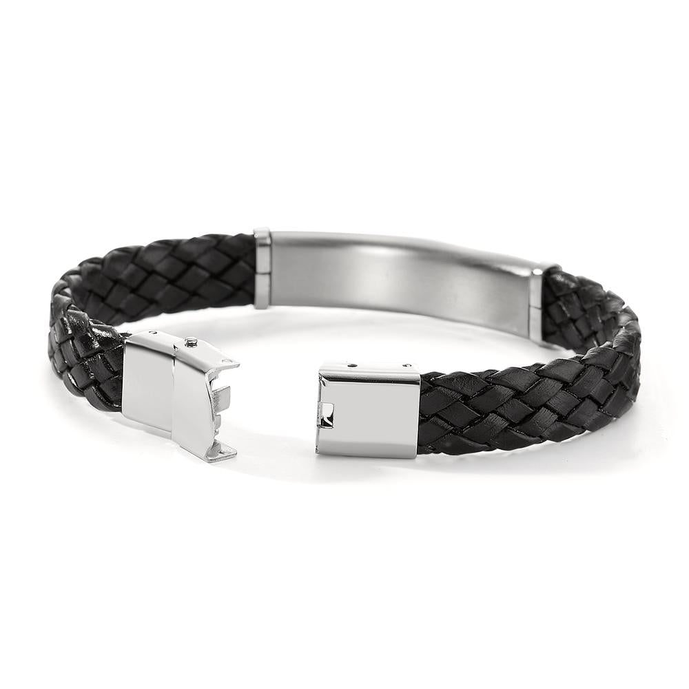 Engravable bracelet Stainless steel, Leather 20 cm