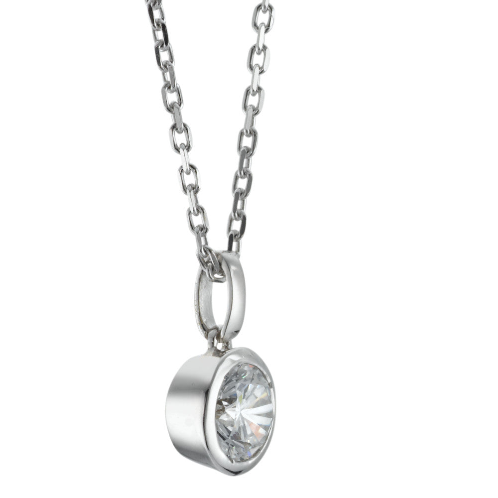 Necklace with pendant Silver Zirconia Rhodium plated 40-42 cm Ø8 mm