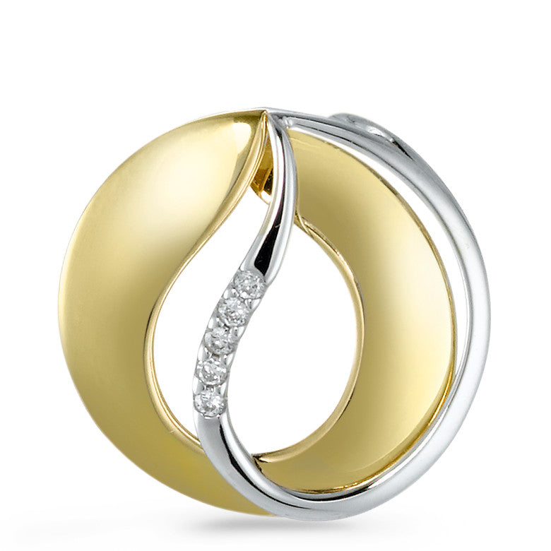 Pendant 18k Yellow Gold, 18k White Gold Diamond 0.03 ct, 5 Stones, brilliant, w-si Ø15 mm