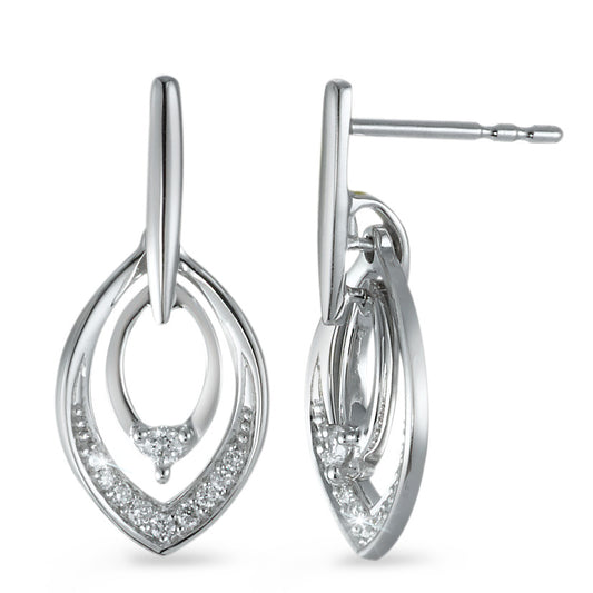 Drop Earrings 18k White Gold Diamond 0.12 ct, 20 Stones, brilliant, w-si