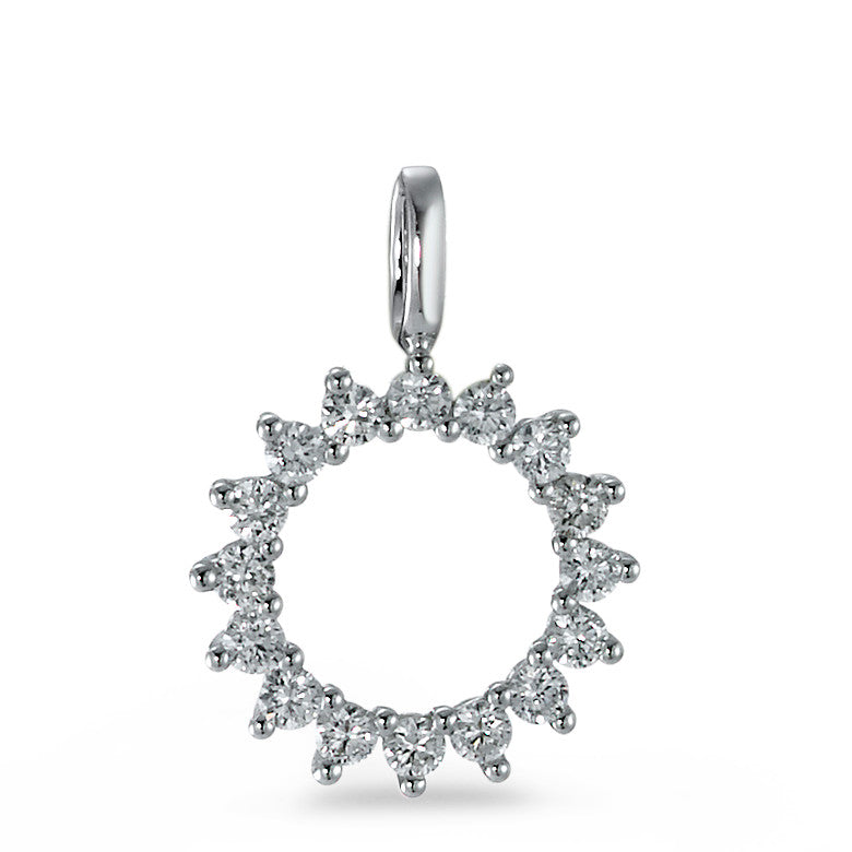 Pendant 18k White Gold Diamond 0.25 ct, 16 Stones, brilliant, w-si Ø11 mm