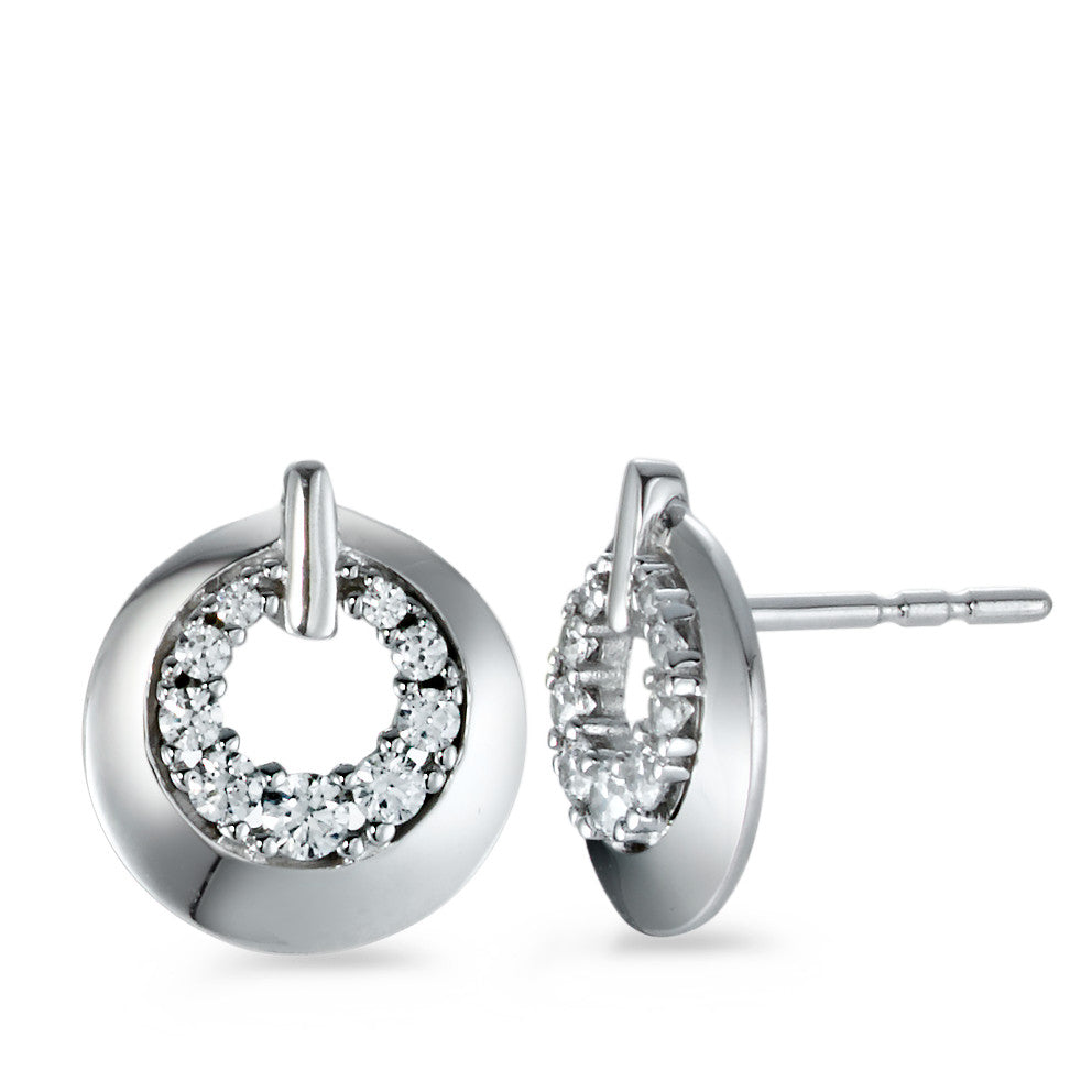 Stud earrings 9k White Gold Zirconia 18 Stones Ø9 mm