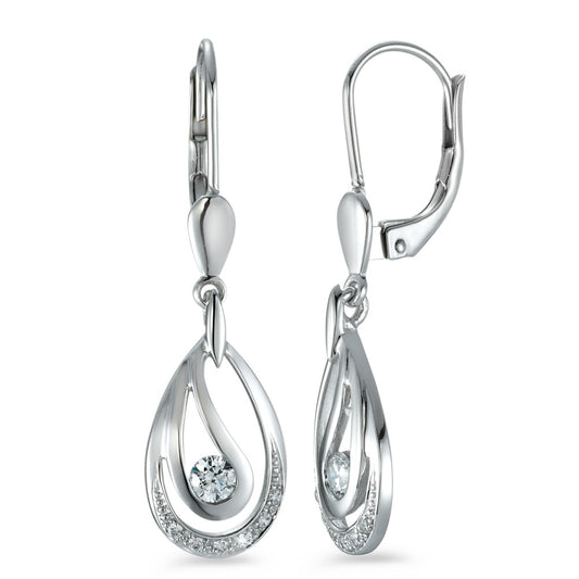 Drop Earrings 9k White Gold Zirconia 14 Stones