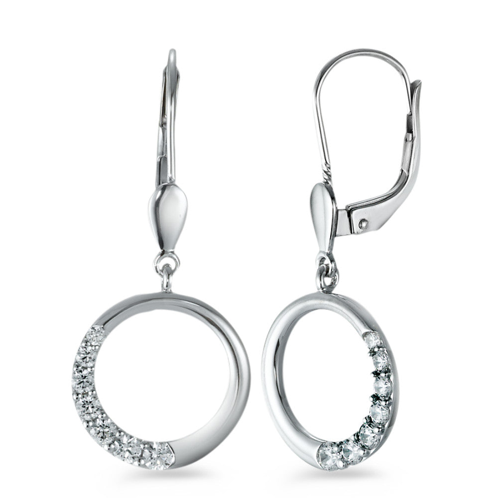 Drop Earrings 9k White Gold Zirconia 14 Stones Ø12 mm