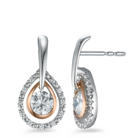 Drop Earrings 9k White Gold Zirconia 24 Stones