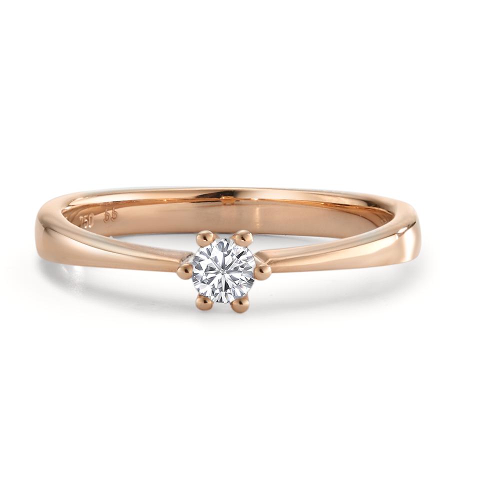 Solitaire ring 18k Red Gold Diamond 0.15 ct, brilliant, w-si