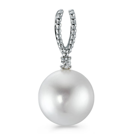 Pendant 18k White Gold Diamond 0.02 ct, brilliant, p1 Freshwater pearl