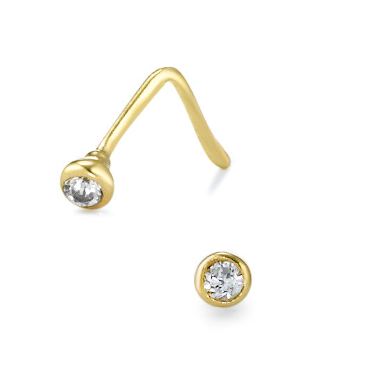 Nose Stud 18k Yellow Gold Zirconia White