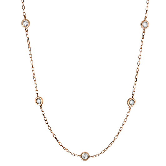 Necklace 18k Red Gold Zirconia 5 Stones 42 cm