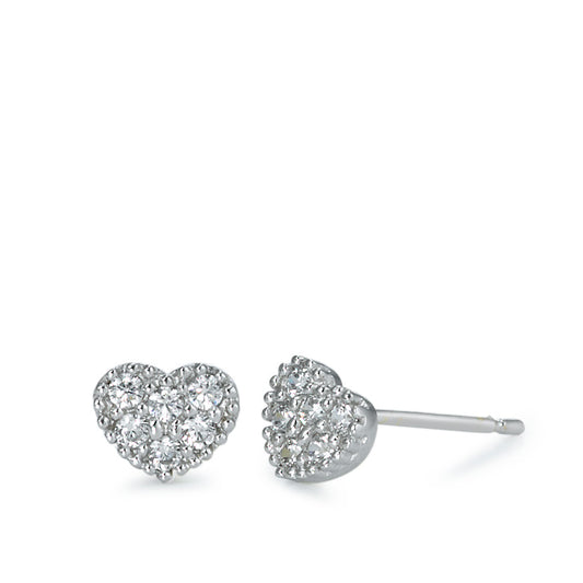 Stud earrings 18k White Gold Zirconia 6 Stones Heart Ø6 mm