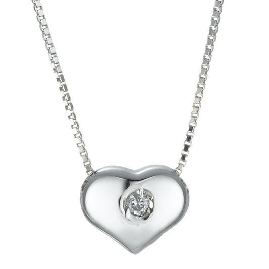 Necklace 18k White Gold Zirconia Heart 40 cm Ø6 mm