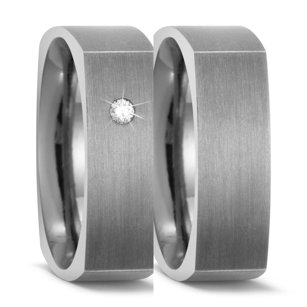 Wedding Ring Titanium Diamond 0.03 ct, w-si