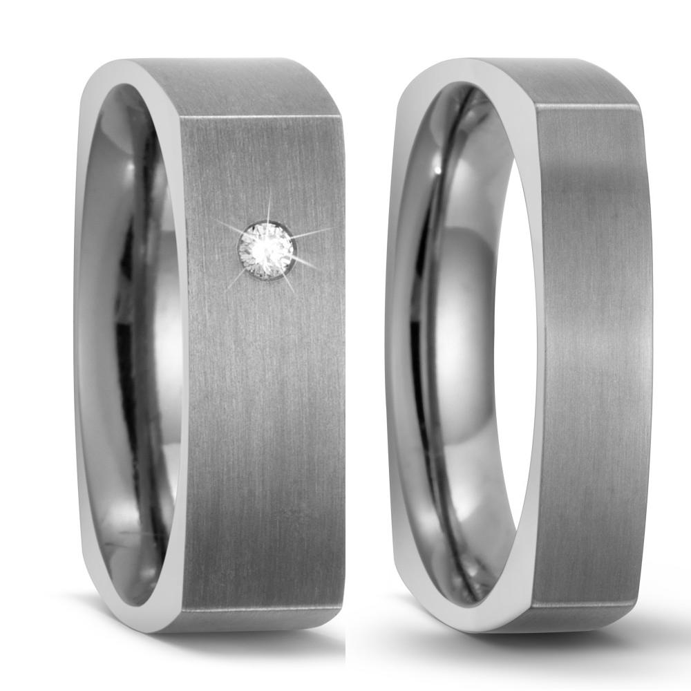 Wedding Ring Titanium Diamond 0.03 ct, w-si