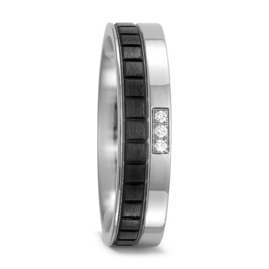 Wedding Ring Titanium, Carbon Diamond 0.03 ct, 3 Stones, w-si