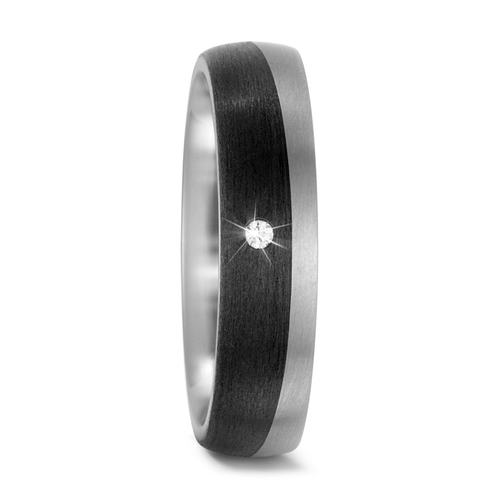 Wedding Ring Titanium, Carbon Diamond 0.02 ct, w-si