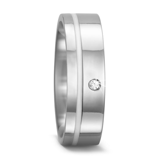 Wedding Ring Titanium, Ceramic Diamond 0.02 ct, w-si