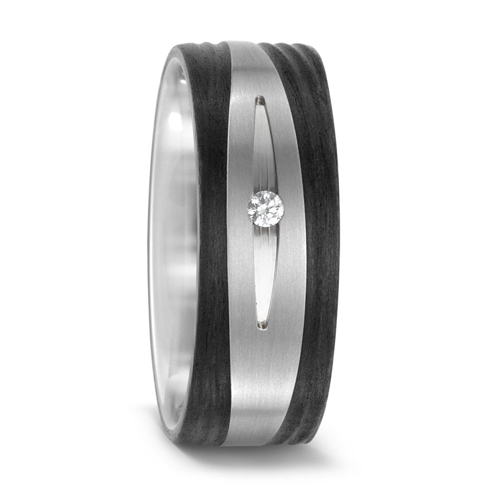 Wedding Ring Titanium, Carbon Diamond 0.03 ct, w-si