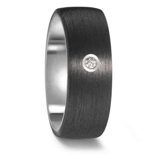 Wedding Ring Titanium, Carbon Diamond 0.03 ct, w-si