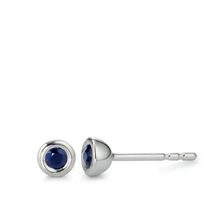 Stud earrings 9k White Gold Sapphire 2 Stones Ø4 mm