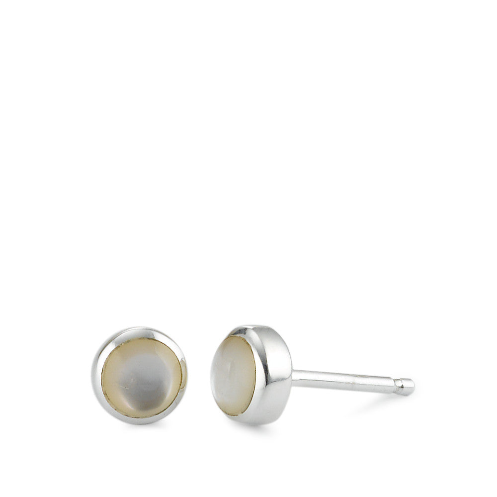 Stud earrings Silver Mother of pearl Ø5.5 mm