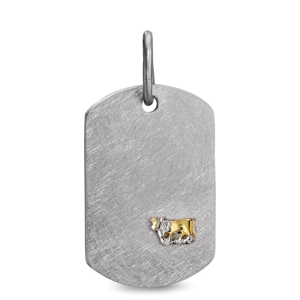 Engravable pendant Stainless steel, Silver Cow