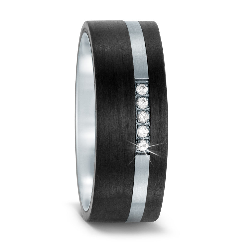 Wedding Ring Stainless steel, Carbon Zirconia 5 Stones