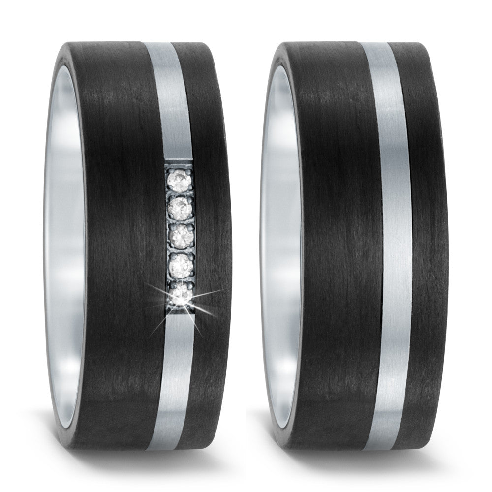 Wedding Ring Stainless steel, Carbon Zirconia 5 Stones