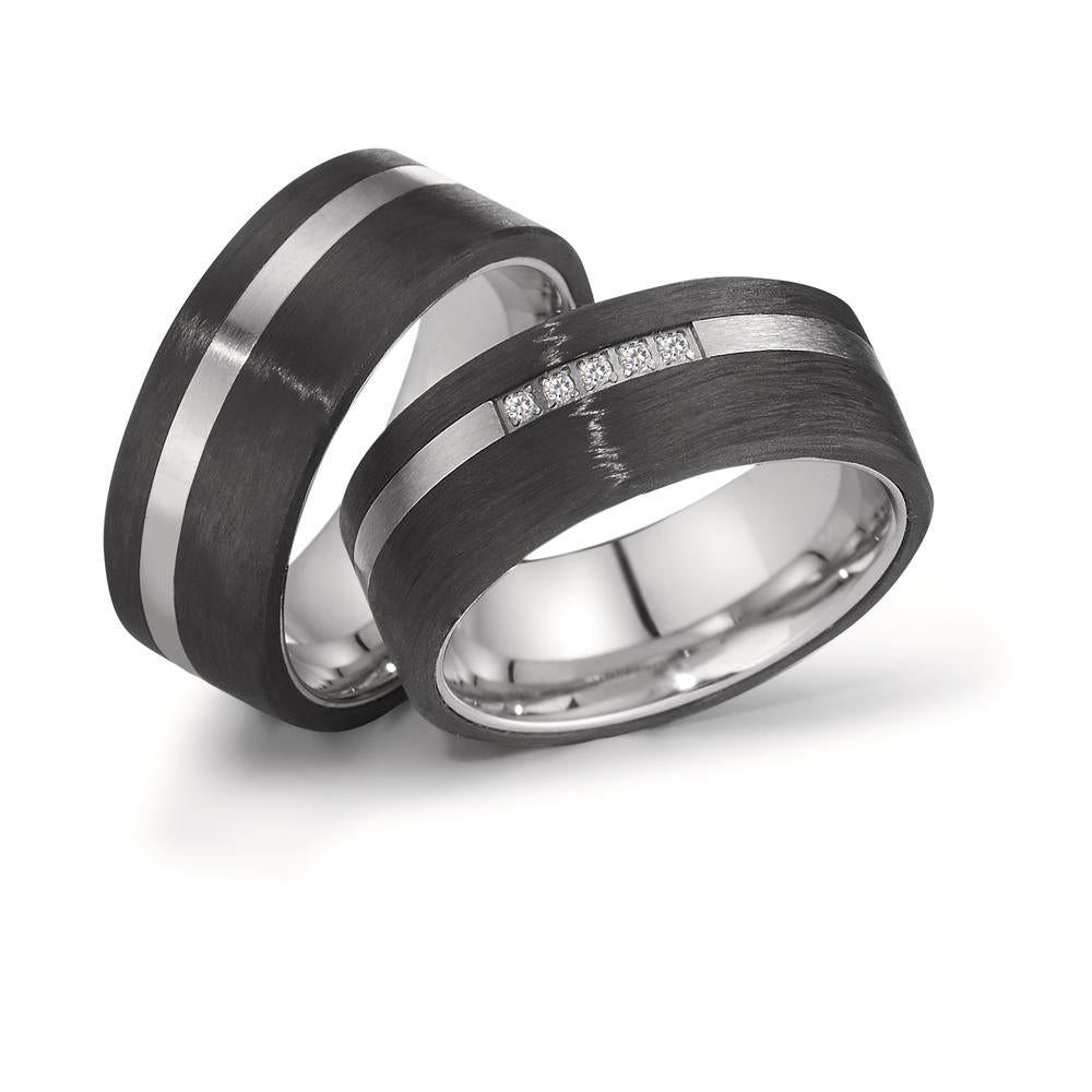 Wedding Ring Stainless steel, Carbon Zirconia 5 Stones