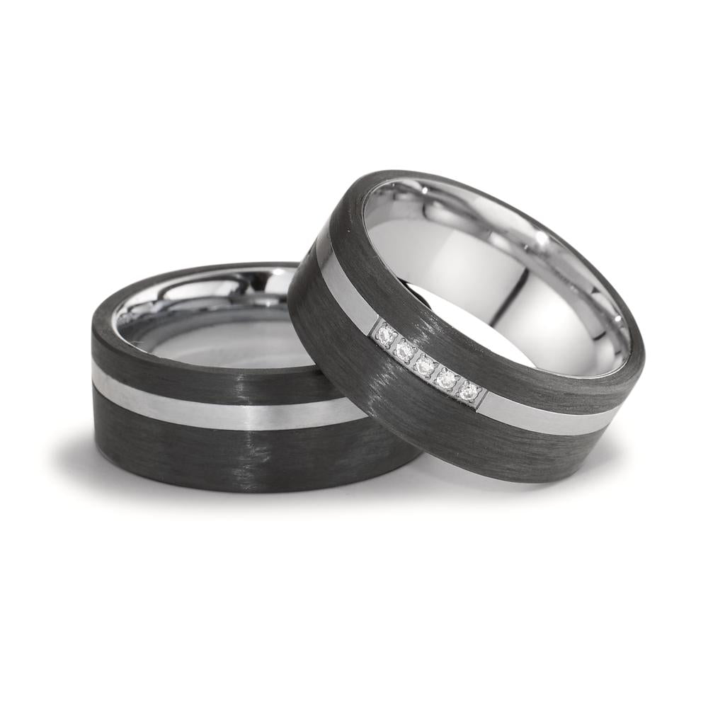 Wedding Ring Stainless steel, Carbon Zirconia 5 Stones