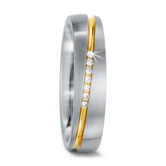 Wedding Ring Stainless steel Zirconia 7 Stones Yellow IP coated