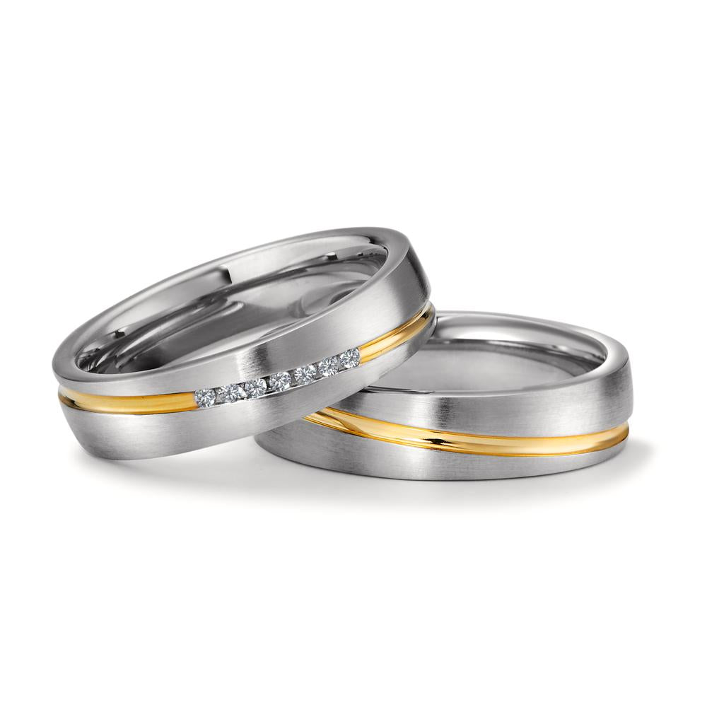 Wedding Ring Stainless steel Zirconia 7 Stones Yellow IP coated