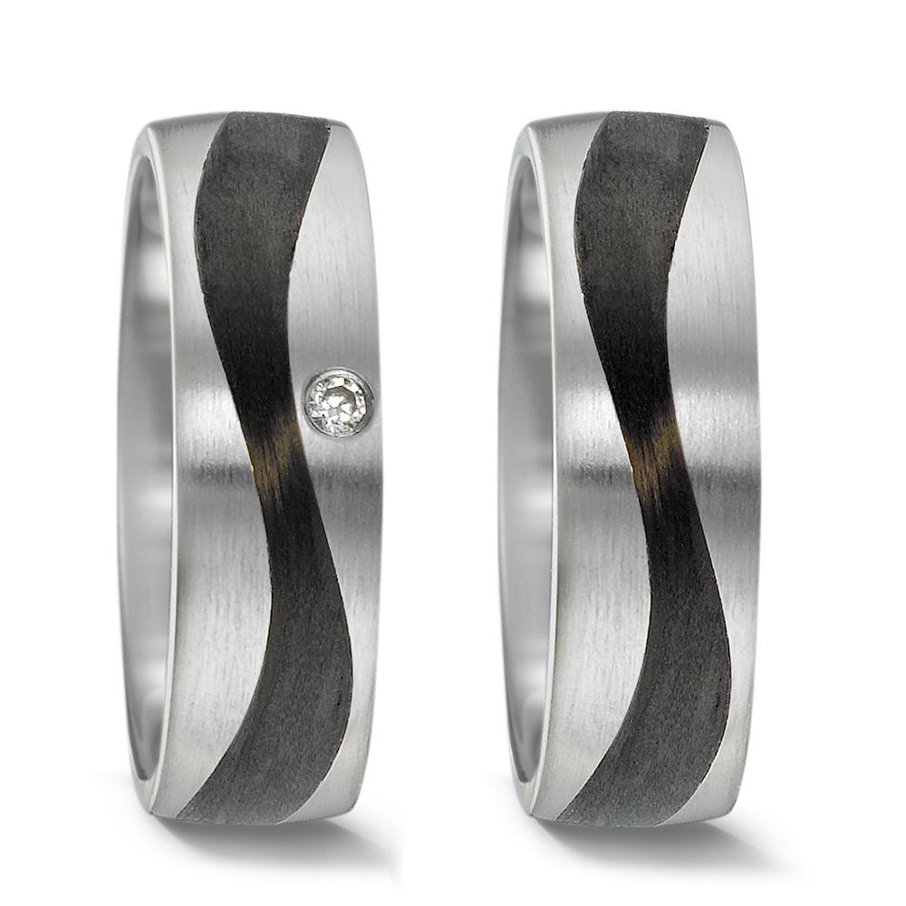 Wedding Ring Stainless steel, Carbon Zirconia