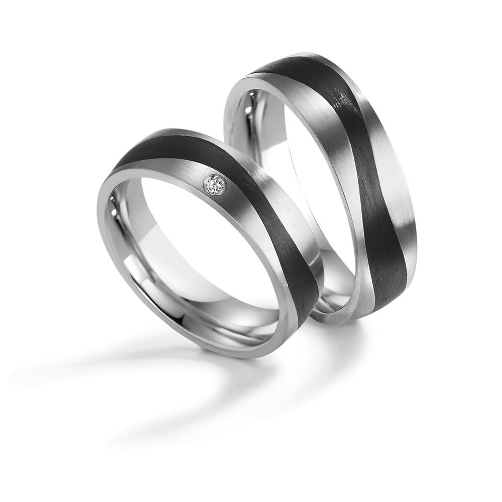 Wedding Ring Stainless steel, Carbon Zirconia