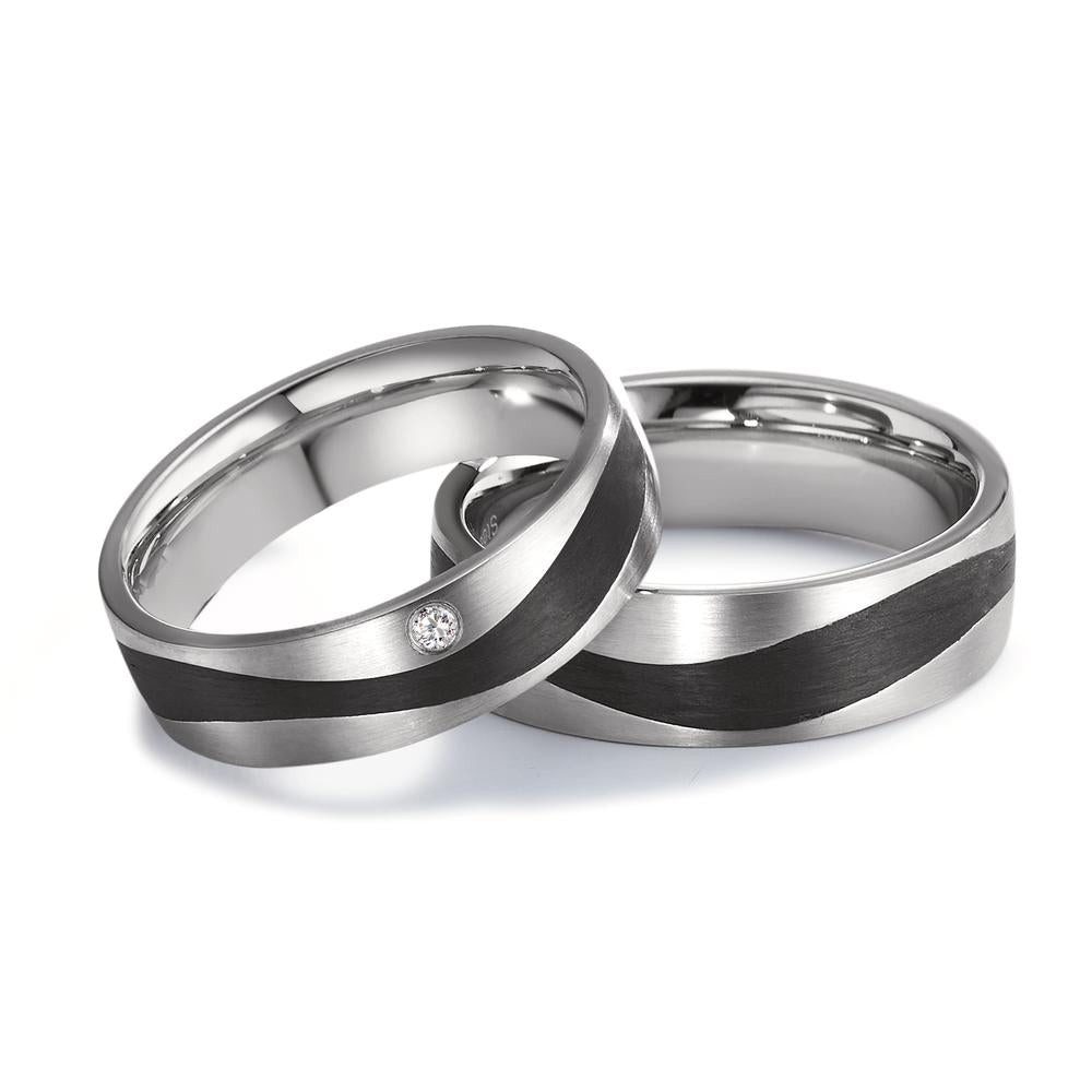 Wedding Ring Stainless steel, Carbon Zirconia