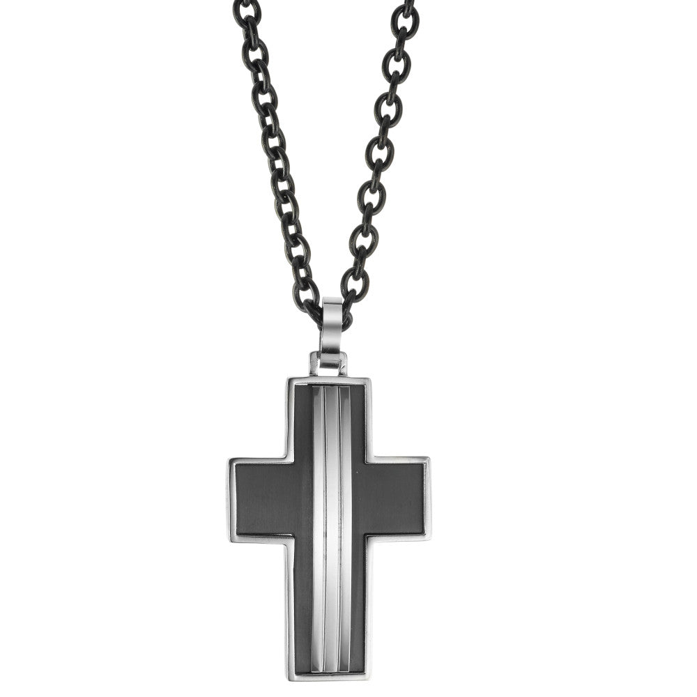 Necklace with pendant Stainless steel IP coated Cross 45-50 cm